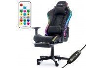 Gaming stol Bytezone COBRA, RGB osvetljen / masažna blazina / Bluetooth zvočniki (črn) podrobno