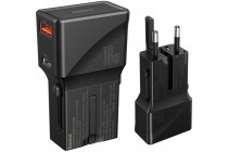 Potovalni polnilec BASEUS PPS QType-C + USB 18W QC (EU / US / UK / AU), črn podrobno