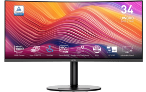 Product image: Monitor MSI Modern MD342CQP / 34" / UWQHD / VA / 120Hz / 1ms (MPRT) / curved / KVM / black - height adjustable - PD 98W