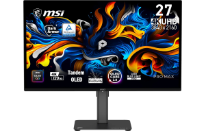 Product image: Monitor MSI PRO MAX 271UPX12G / 67,3 cm (26,5") / 3840x2160 (UHD) / QD-OLED / 120Hz / 0.03 ms (GTG) / 250 nits / 1500000:1 / KVM / adjustable height