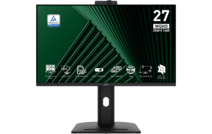 Product image: MSI PRO MP275QPDG Display / 27" / WQHD / IPS / 100Hz / 1ms/ KVM /Web Camera / Daisy Chain, Black - height adjustable - PD 98W